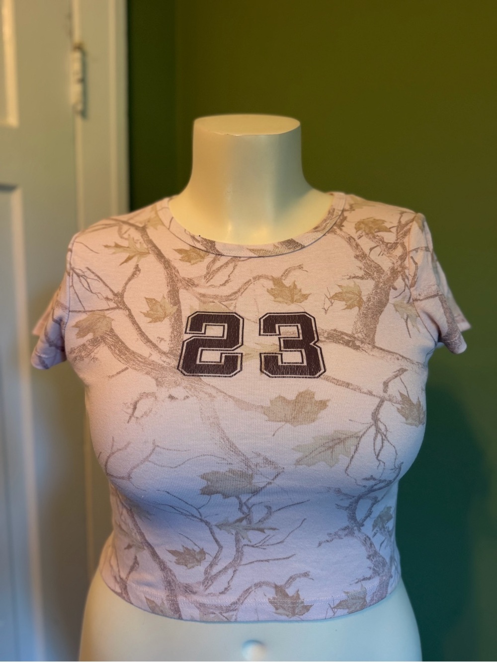 Women’s Light Pink Printed Crop Tee with '23' Graphic
